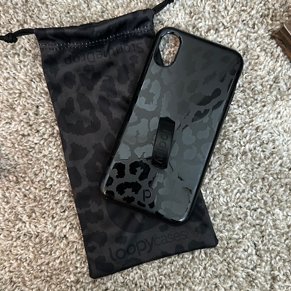 Iphone X/XS black leopard loopy case (righty)